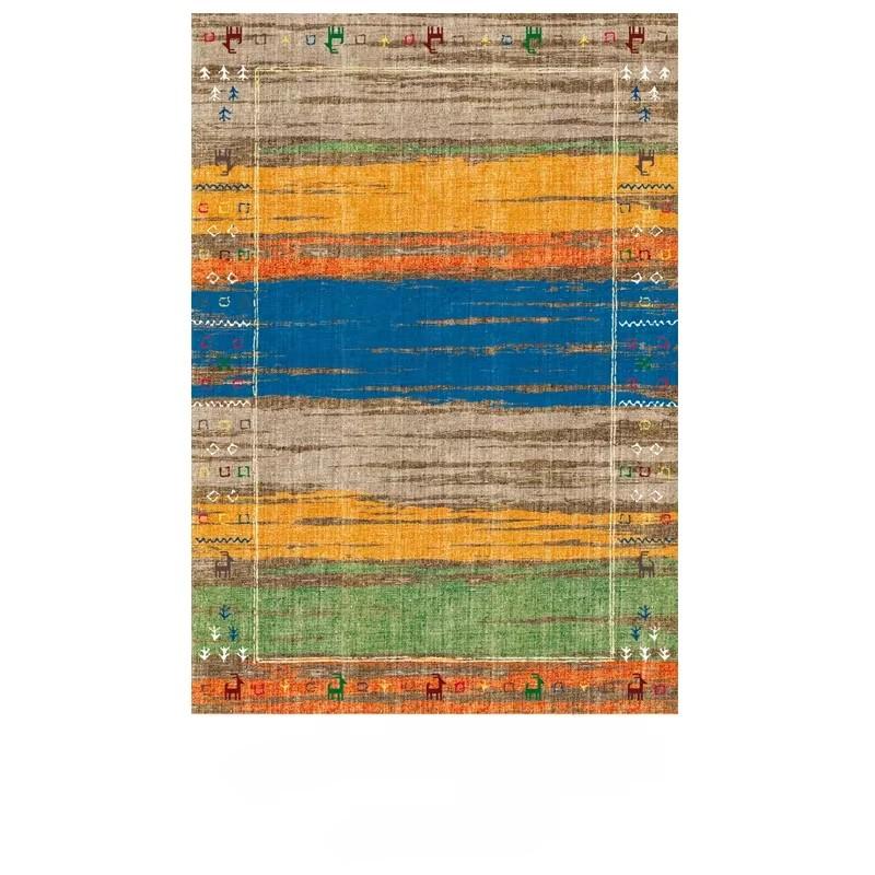 Bohemian Style Living Room Carpet Colorful Stripes Bedroom Rugs Easy Care Luxury Decorative Rugs Washable Large Size Carpets