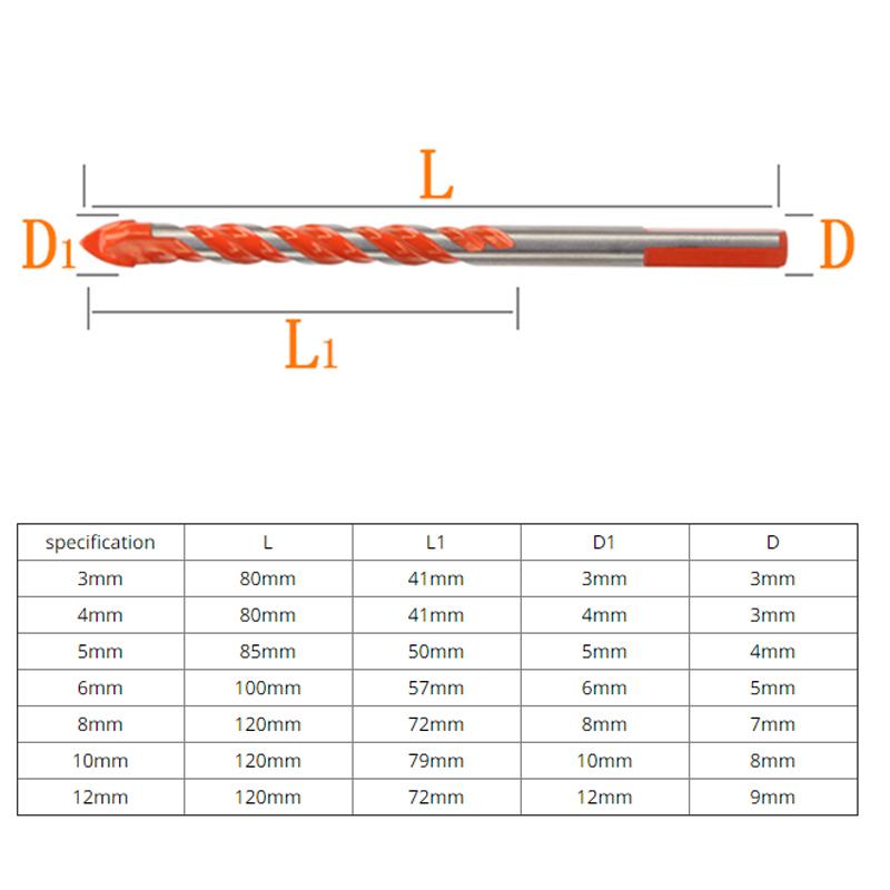 5/7 Pcs Set Drill Bits Triangular-overlord Handle Multifunctional Quality Drill Bits Perforator Ceramic Marble Tile Drill Handle
