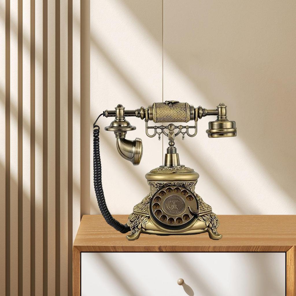 Vintage Telephone Classic Corded Bronze Old School for Bar Decor