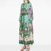 2026 Cross-border Foreign Trade European and American Women's Wear Spring New Printed Lapel Lantern Sleeve Waist-Cinching Dress 661