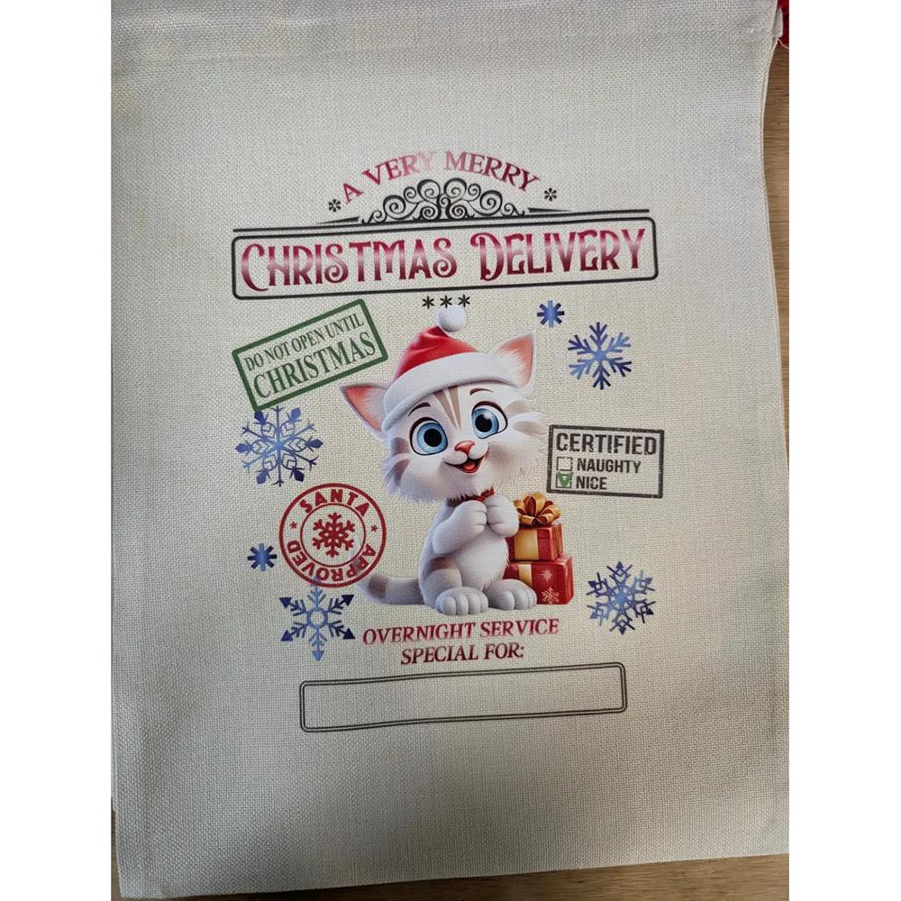 Custom Santa Bag Santa Sack Christmas Drawstring Gift Bag Merry Xmas Stocking Holiday Party Decor New Year Kids Present 30x40cm
