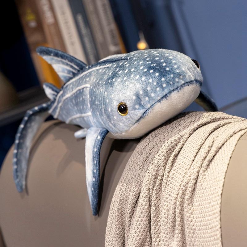 Wucifang Bags Unisex Kids Blue Lifelike Whale Plush Toy Soft Huggable Stuffed Animal Sea Shark Pillow Gift For Kids Birthday