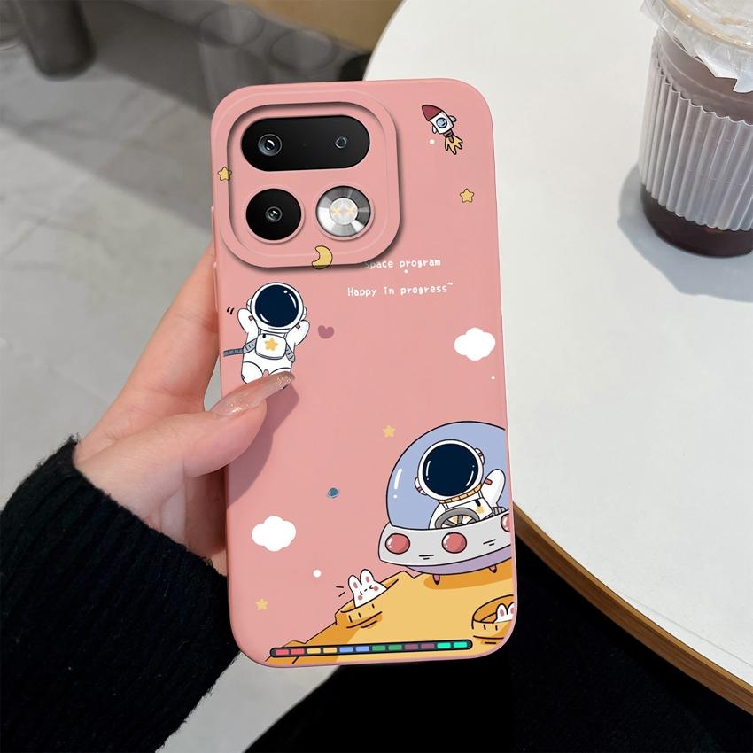 For Oppo Realme 16 15 14 Pro Plus OPPO Reno 15 Pro A6X A83 A79 A78 A96 A95 A94 A93 A92 A91 Phone Case Lovely Astronaut Soft Liquid Silicone Back Cover