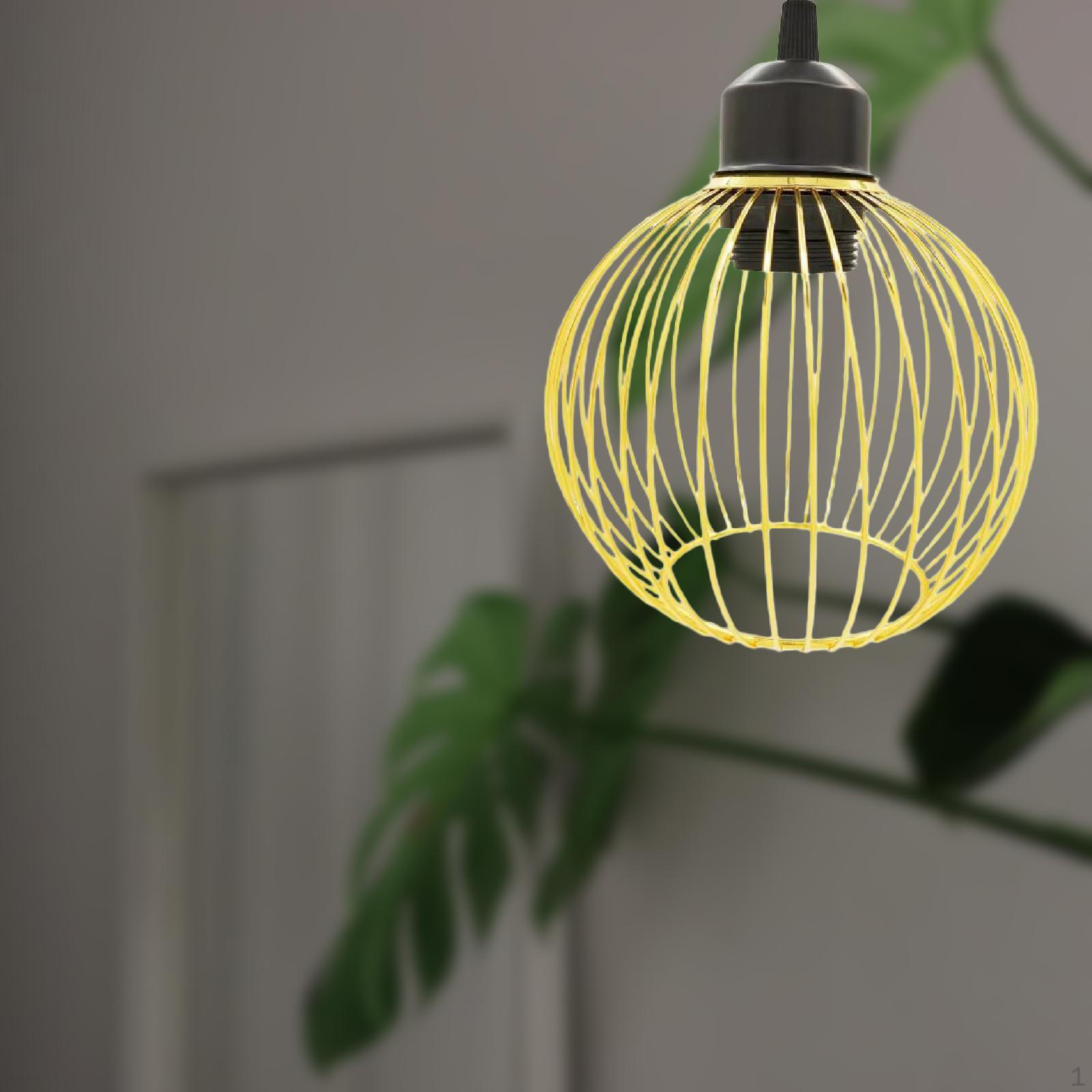 

Металлический абажур, крышка для лампочки, фитинг, абажур для подвесного светильника, промышленная проволочная клетка, держатель-защита Gold 14.8x13cm