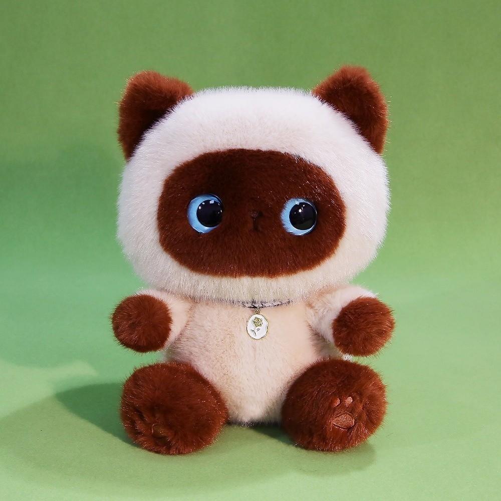 Stuffed Animals Black Cat Plush Toy Furry Cat Table Doll Siamese Cat Doll  Birthday Gifts