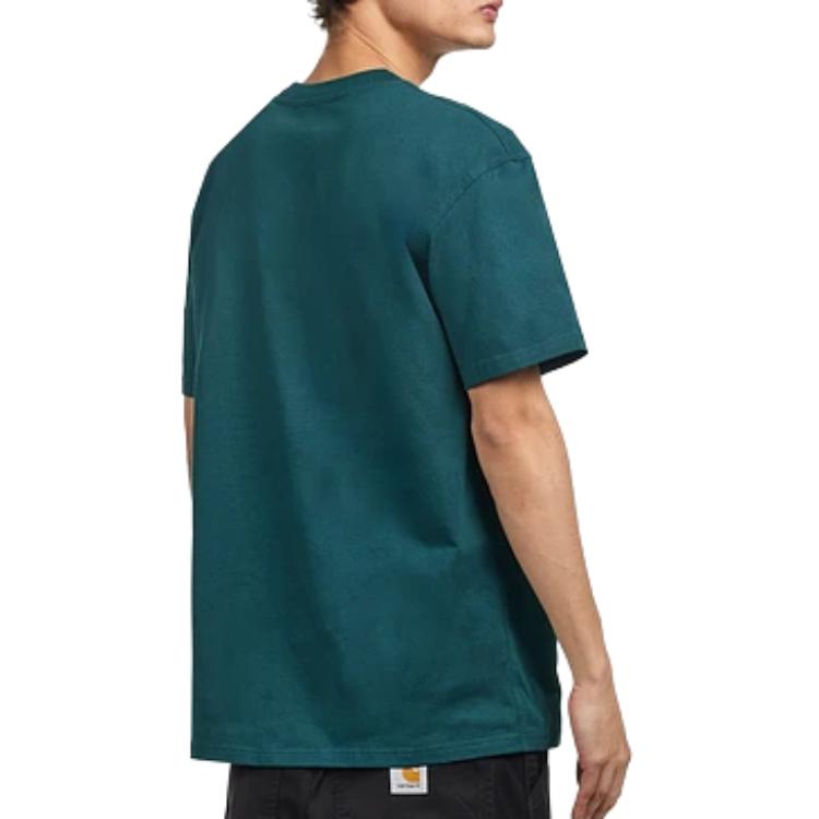 Carhartt WIP Besticktes Logo Print Rundhals Kurzarm T-Shirt Herren Oberteile Grün I029956-2M1-XX