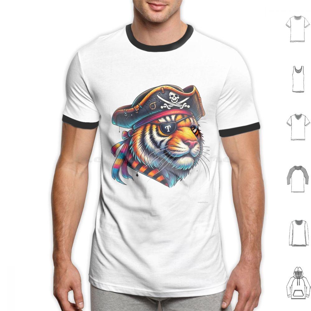 The Legendary Pirate TigerKing Of The Wild Oceans T Shirt Cotton Men Women DIY Print Pirate Tiger Animal Art Colorful
