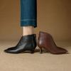 Fashion NEW Autumn/Winter Women Boots Pointed Toe Kitten Heel Shoes Genuine Leather Shoes for Women Elegant Ankle Boots Zip Modern Boots