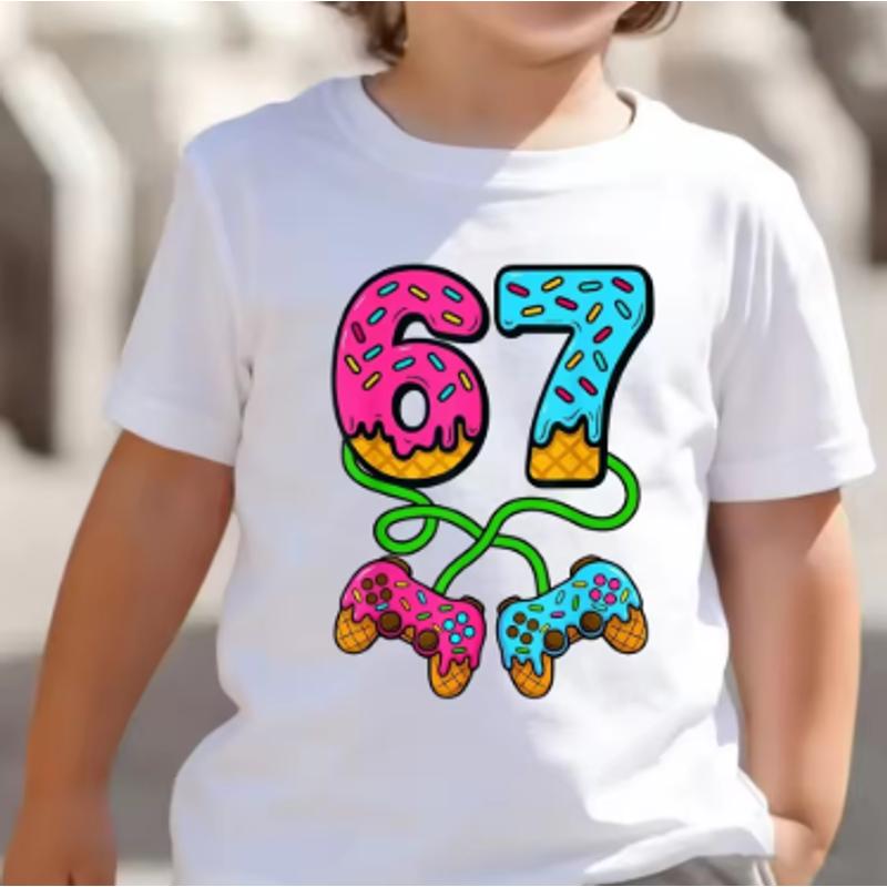 Kids 67 Themed Colorful Print TShirt Soft Cotton Fabric Breathable and Comfortable Ideal for Toddlers and Childrendf0384