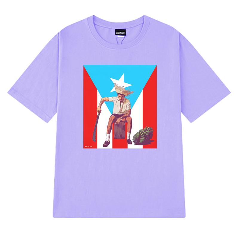 2025 New Bad Bunny Puerto Rico Flag Graphic Short Sleeve T-shirts Men Women Fashion Y2k T Shirt Unisex 100% Cotton Clothing Tops