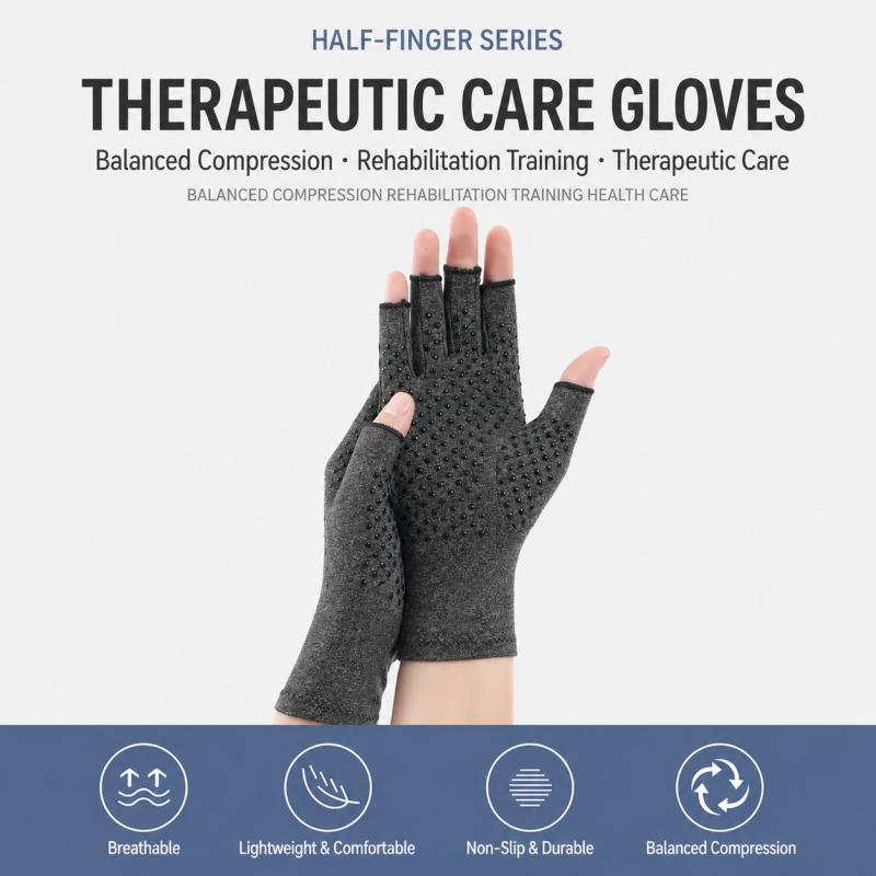 Guanti Compressivi Senza Dita Con Punti Antiscivolo in Silicone Sottili Elastici Per Mani Per Adulti Uso Quotidiano Lavoro Guida Digitazione e Artigianato Uso Primaverile