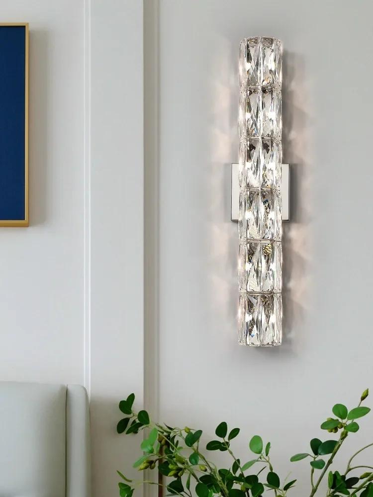 Crystal Bedroom Wall Sconces Lighting Chrome Indoor Beautiful Glass Wall Light Fixtures Modern Elegant Crystal Wall Mount Lamp