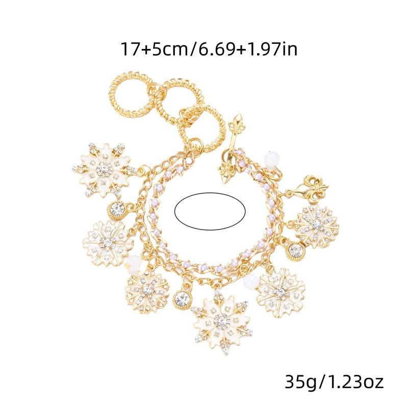 Christmas Snowflake Bracelet For Women  Metal Chain  Year Gifts Snowflake Earrings Xmas Party Jewelry Wrist Chain