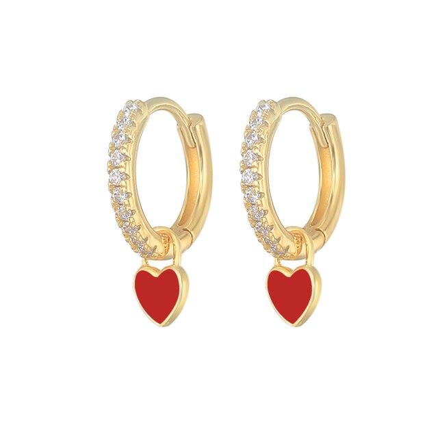 925 Silver Huggie Heart Hoop Earrings for Women Geometric Love Earring Crystals Zircon Piercing Silver Jewelry Girls
