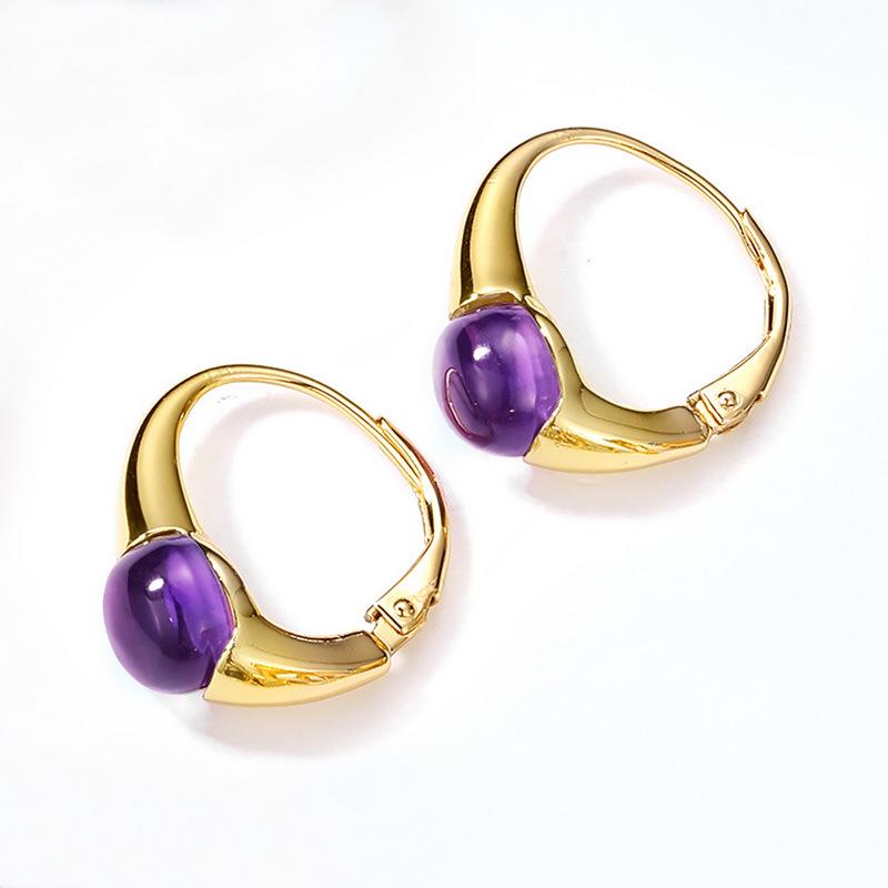 Cross-Border Egg-Shaped Candy Earrings for Women: S925 Silver, Colored Gemstones, European & American Classic Fashion.