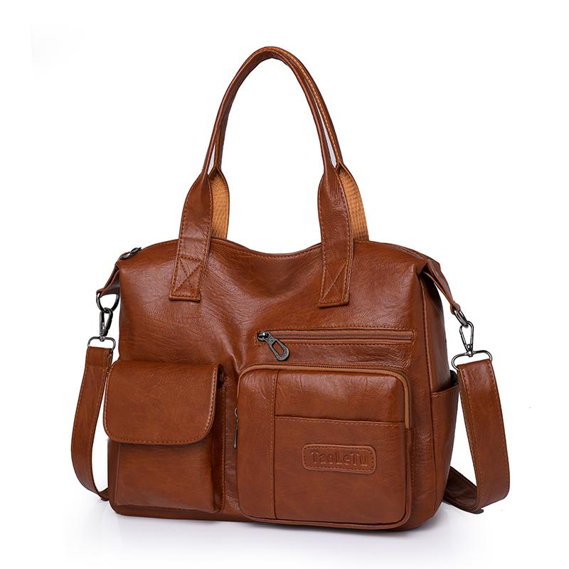 Fashionable Women's Handbag with Large Capacity Solid Color Soft PU Leather Material Retro Shoulder Bag  Crossbody Bag