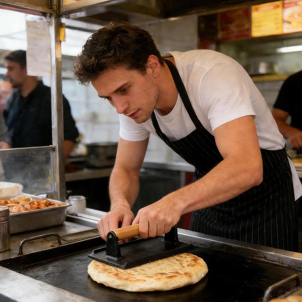 Smash Burger Meat Press Iron Non-Stick w/Wood Handle for Griddle BBQ Grill Tortilla Meal Prep Kitchen Camping Restaurant