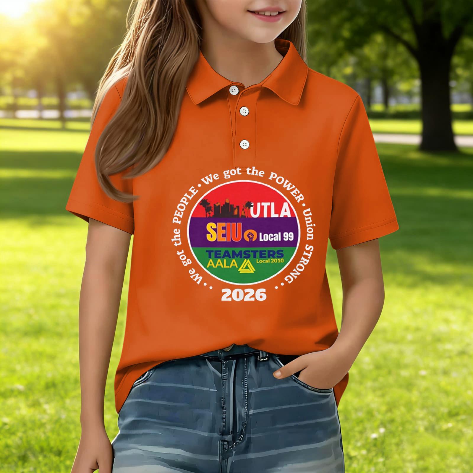 

Kids Casual Short Sleeve Polo Shirt Printed Graphic Tee Lightweight Comfortable Fit Soft Fabric Durable Stitching Suitable for Everyday Wear 150 оранжевый