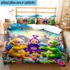 3PCS Tele-tubbies Celebration 3pcs Bedding,Including 3PCS Duvet Cover And 2pcs Pillowcases Perfect for Christmas,Ideal for Bedroom, Dormitory