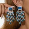 High-End European & American Rhinestone Tassel Earrings: Luxurious Water Drop Design