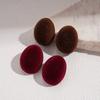 Autumn and winter flocking geometric oval silver needle stud earrings fashion temperament earrings