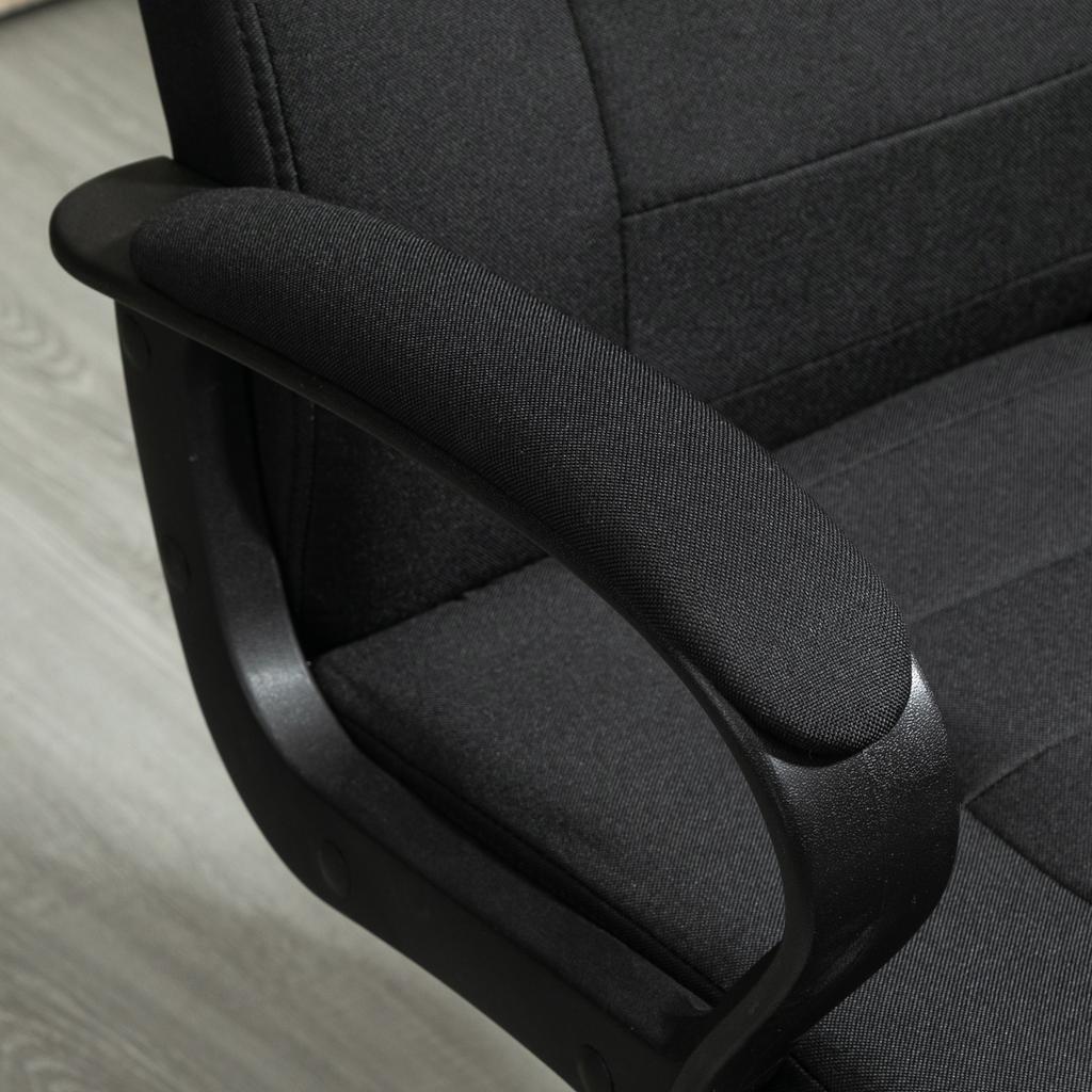 Office Chair Ergonomic Desk Chair with Armrest, Height-Adjustable Swivel Chair with Linen Look, Padded Computer Chair, Black