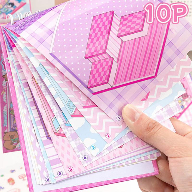 1 Set  Cabin Scene Pocket Stickers Cartoon Diy 3D Landscape Sticker Book Festival Birthday Gift For Student Kid Child