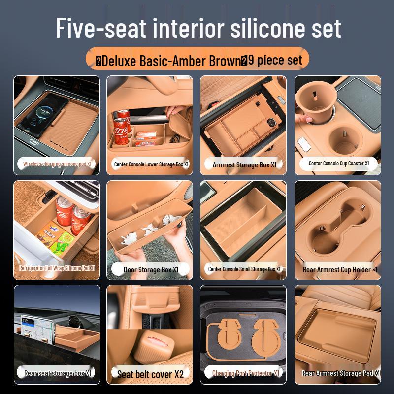 AITO M8 Car Interior Silicone Protector Set - Central Control & Cup Holder Accessories