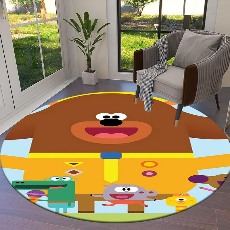Hey Duggee Round Area Rug,Carpet Rug for Living Room Bedroom Sofa Playroom Decor,Non-slip Floor Mat