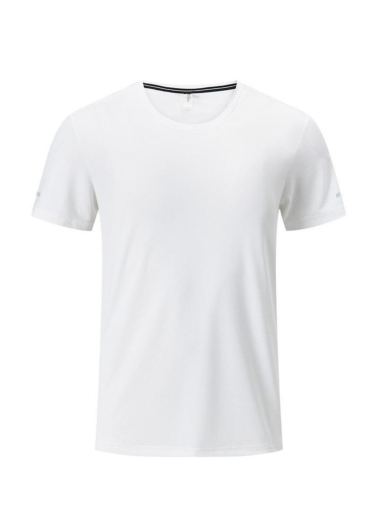 Atmungsaktives Herren-T-Shirt aus Eisseide-Netz: Schnelltrocknendes Sport-T-Shirt mit kurzen Ärmeln und Rundhalsausschnitt