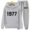 1977 Hoodie Two-Piece Sets Hoodie Set Men and Women Fashion Brand High Street Loose Fleece Autumn Winter Warm Hoodies+Pants Set