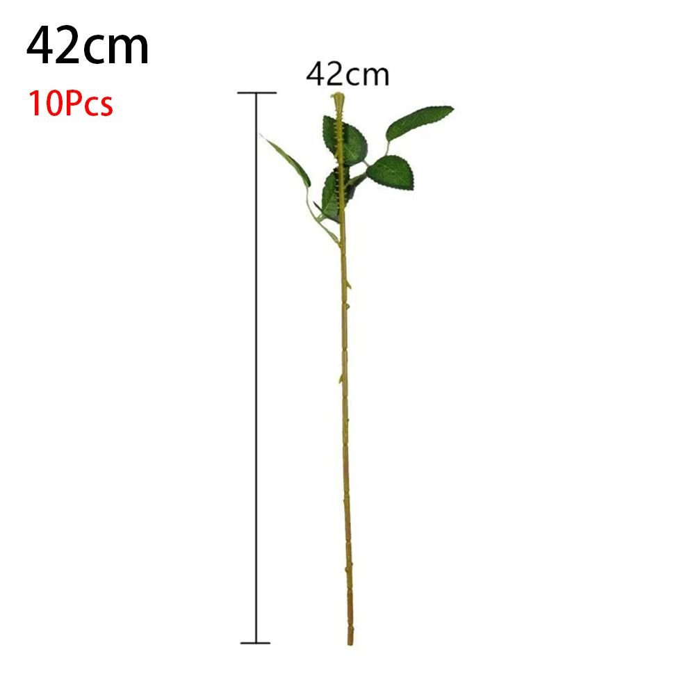 10Pcs Home Decor Flowers Stick Rod with Artificial Leaves Rose Flowers Head Decoration