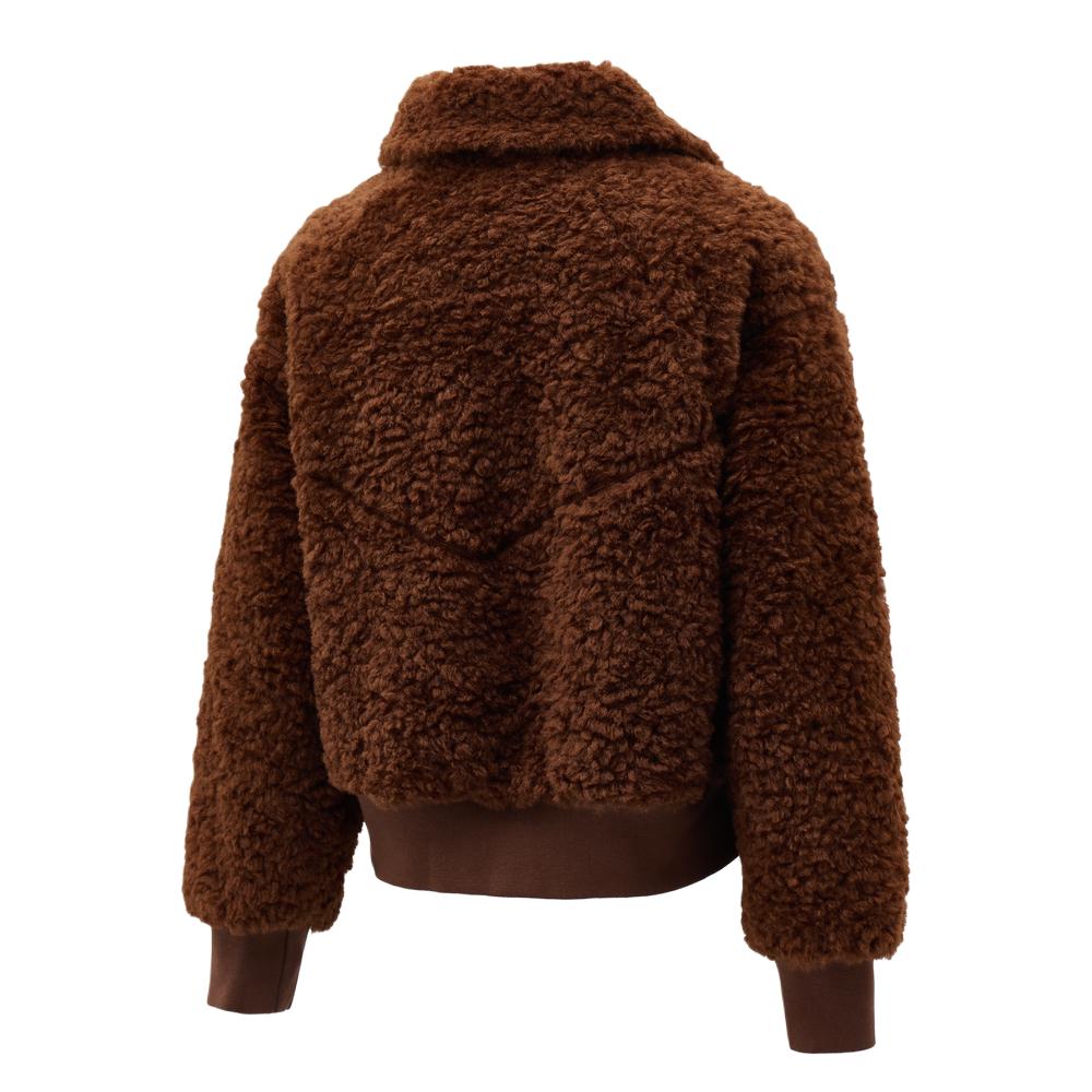 Nike Solid Color Zip Collar Long Sleeve Fleece Jacket Women jackets Brown HV2808-265