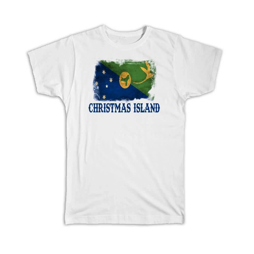 Gift T-Shirt : Christmas Island Flag Distressed Country Souvenir Patriotic 3XL