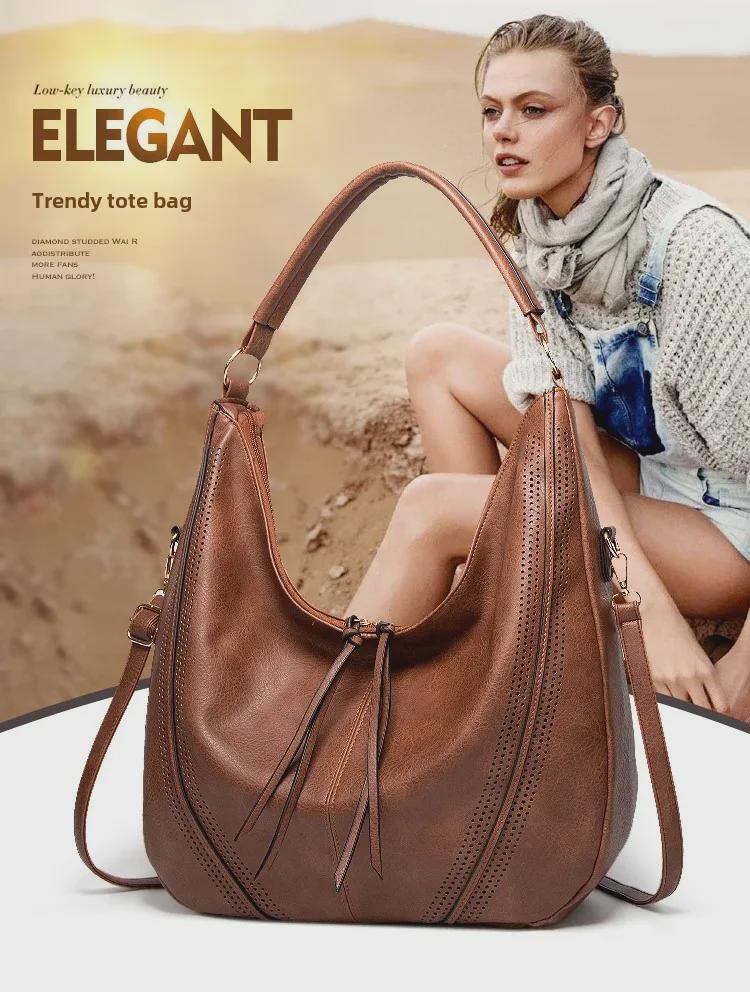 Guangzhou Women's Tassel Hollow Shoulder Bag - Large, Leisure Purse