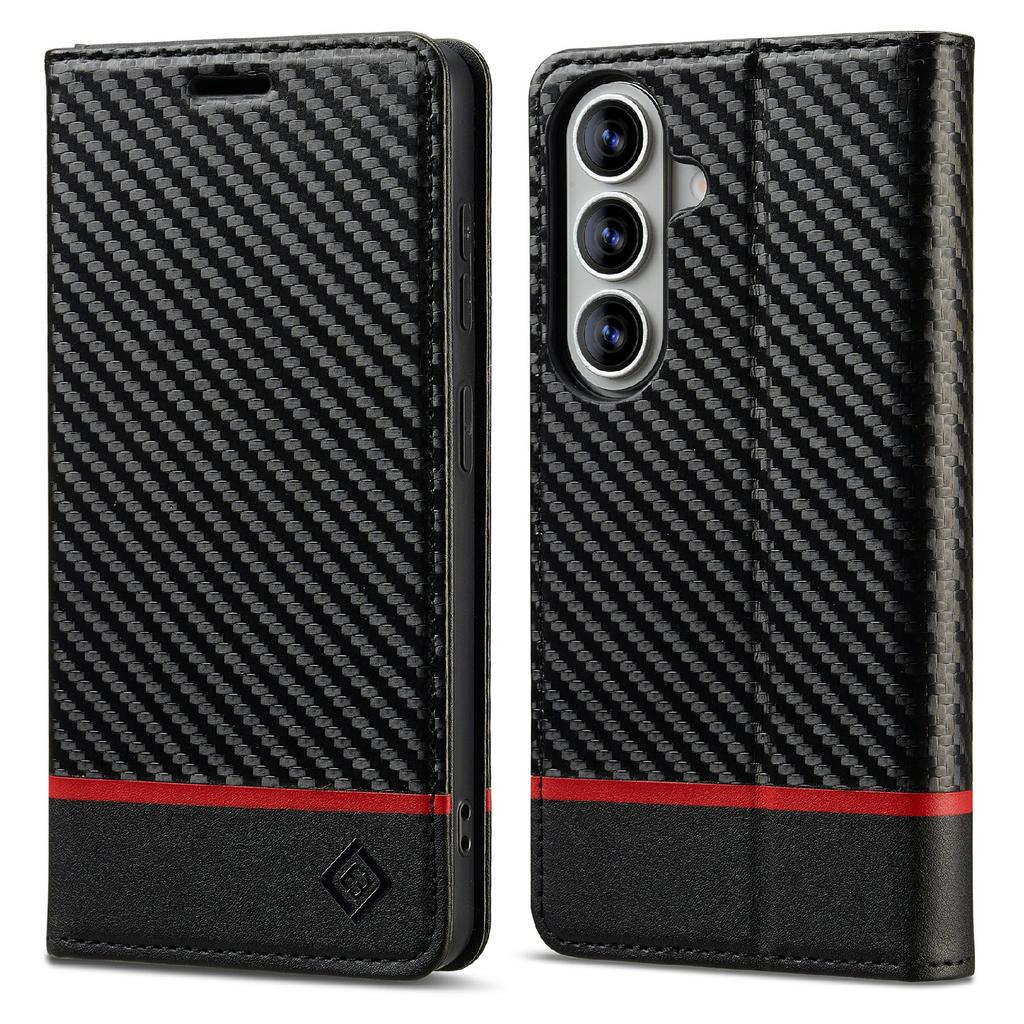 LC.IMEEKE For Samsung Galaxy A57 5G Wallet Case Carbon Fiber Texture Leather Phone Cover