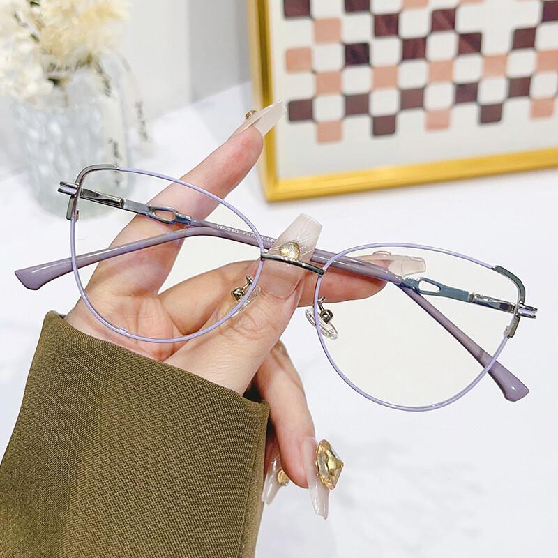 Fashion Cat-eye Women Reading Glasses Multi-color Metal Frames Ultralight Anti-blue Light Presbyopia Glasses