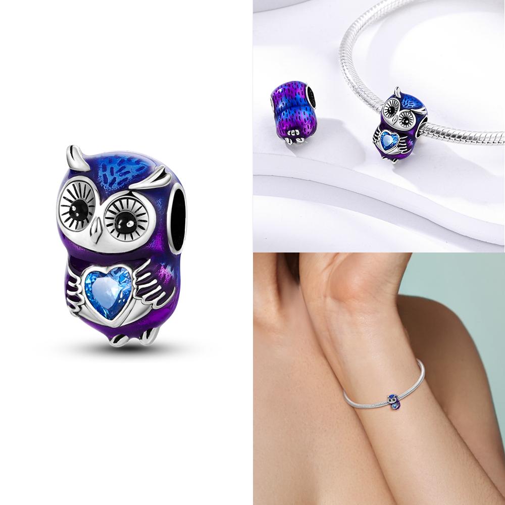 Exquisite Elegant Copper Charms Cat Moon Love Heart Beads Fit Original Pan Bracelet Making For Woman Jewelry Fashion Pendant