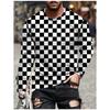 T Shirts for Man Geometric Block 3D Print Autumn Long Sleeve T-Shirt Pullover Casual Male Tops Street Lightweight Men's Clothes