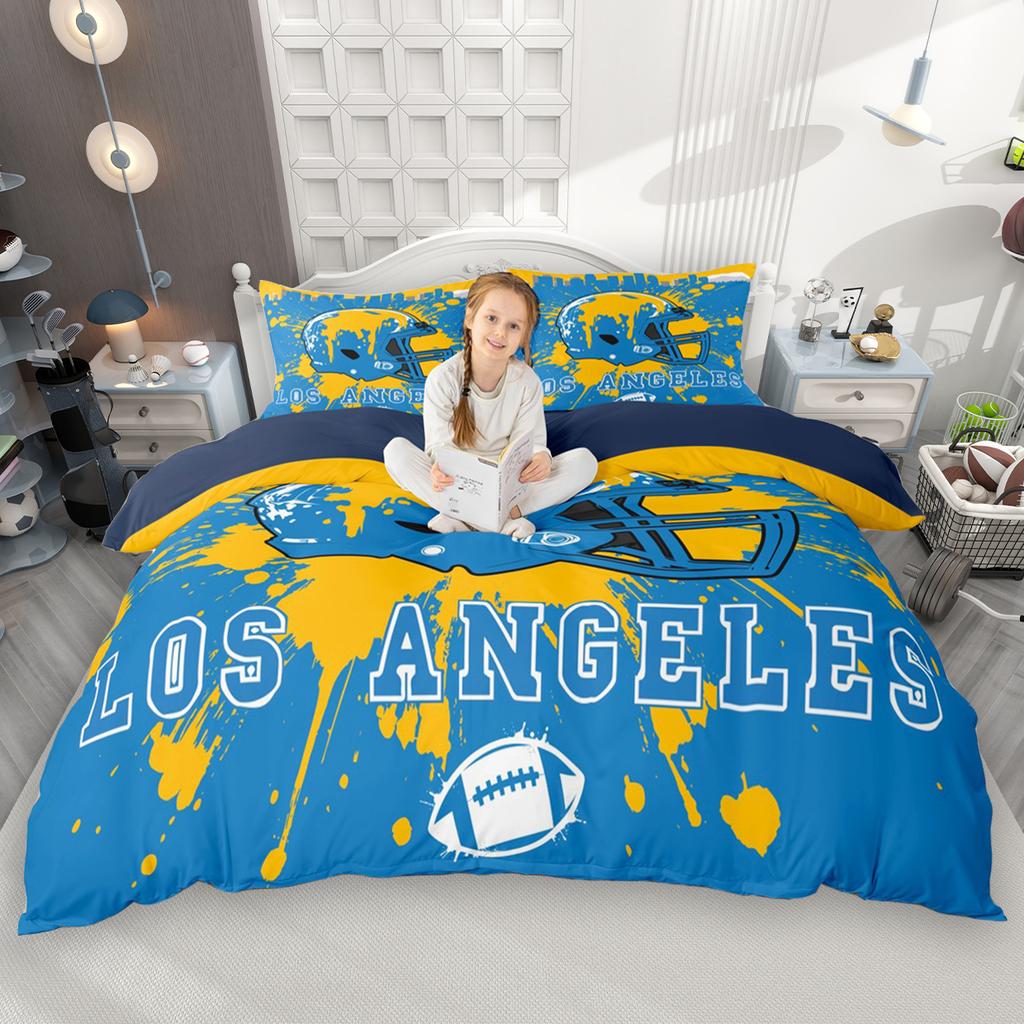 Homewish Juego de Funda Nórdica de Fútbol Americano Ciudad 2 Piezas/3 Piezas, Juego de Ropa de Cama con Casco de Rugby Graffiti, Juego de Funda de Edredón Deportivo