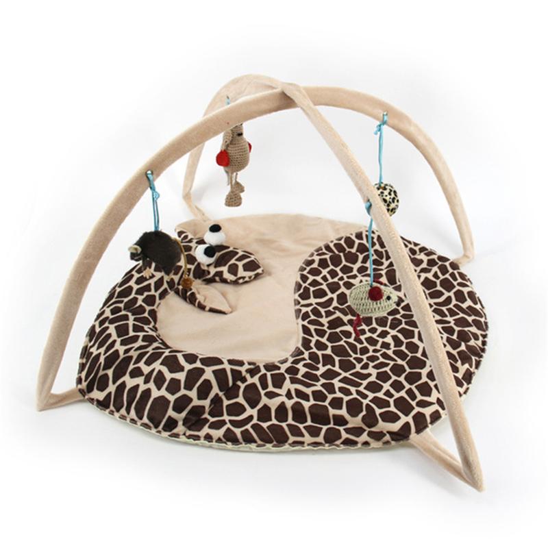 52x35cm cat play mat cat tent activity center with hanging cat toy ball mouse outdoor pet bed cat play tent easy to carry