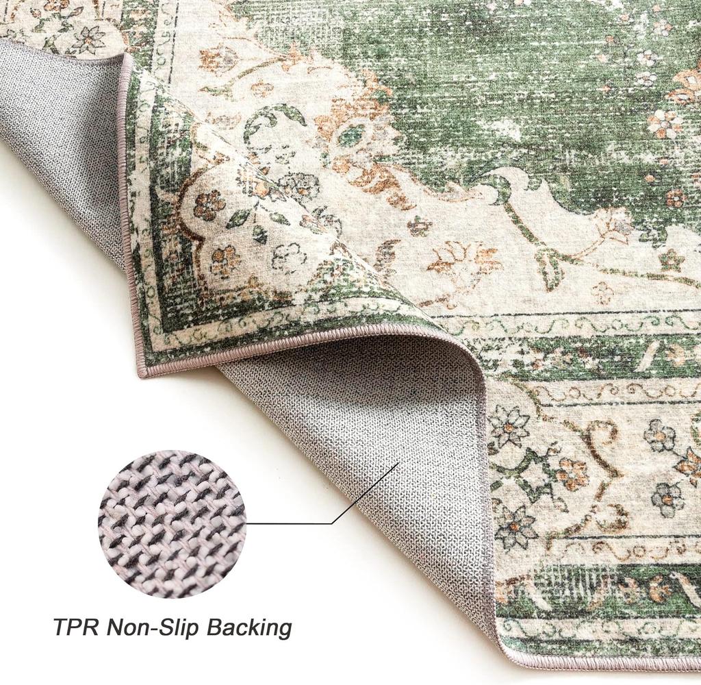 Washed Back Imitation Cashmere Carpet Green Home Area Carpet Living Room Soft Non-Slip Vintage Bedroom Floor Mat