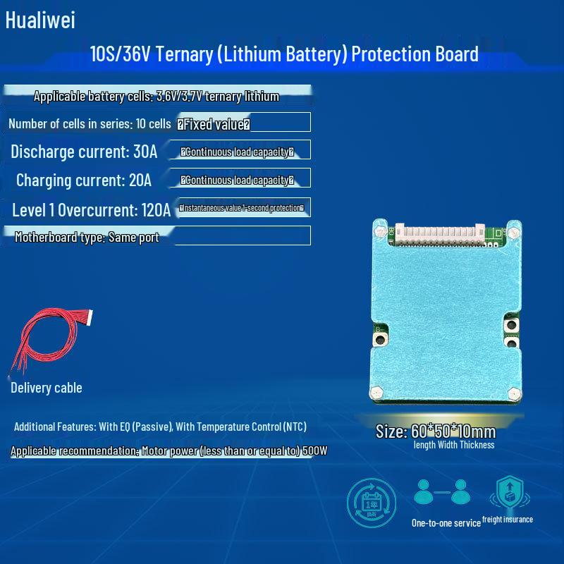 10S 18650 Lithium Battery Protection & Equalization Board for 36V Lawn Mowers, Electric Skateboards, and Two-Wheelers