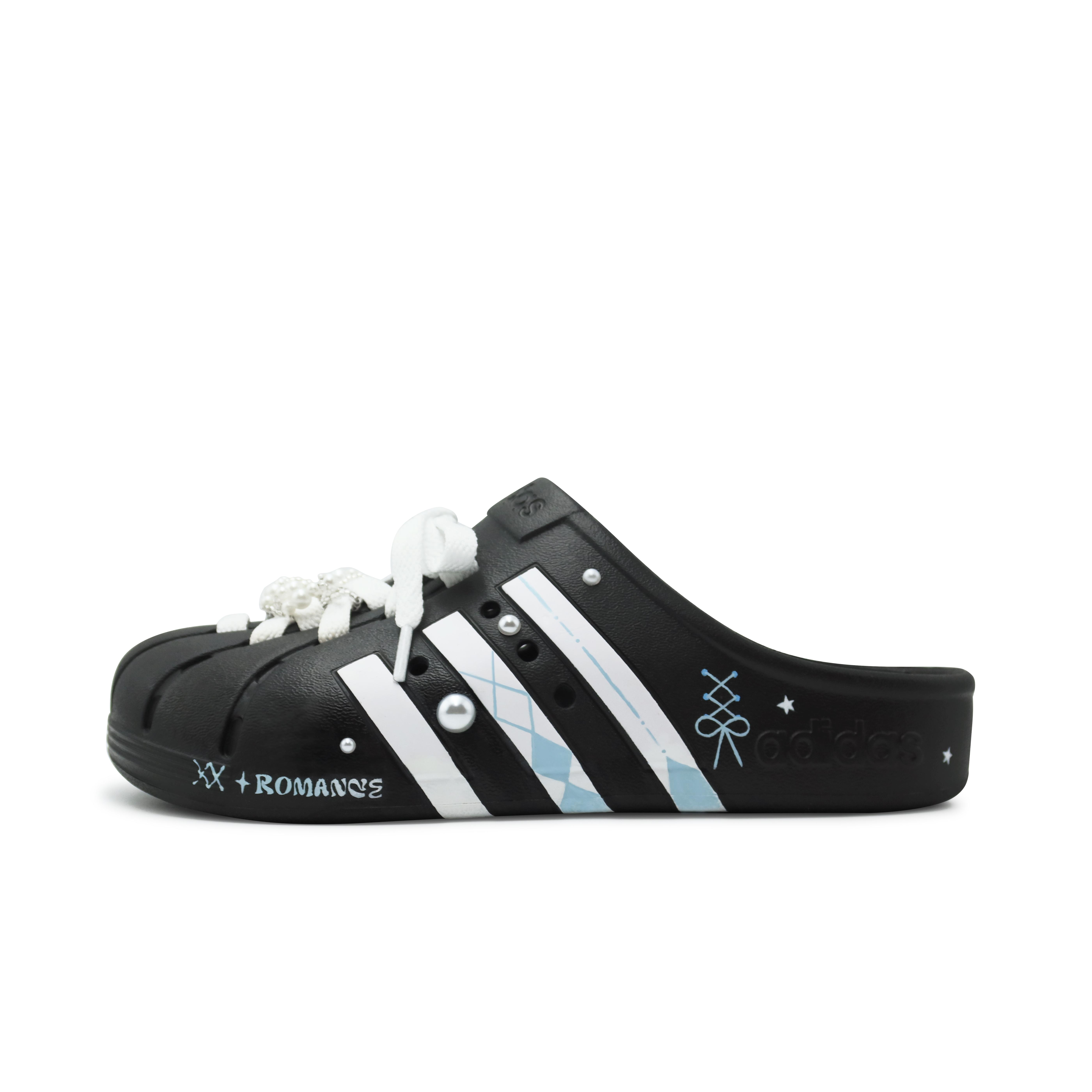 Adidas Closed Toe Slippers Unisex Black White Blue GZ5886(Team186-) 38