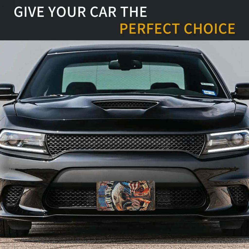 American Flag Bald Eagle Metal License Plate USA Patriotic Car Front Vanity Tag 12x6 Inch