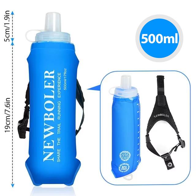 NEWBOLER Skládací náramek na láhev s vodou 500 ml Měkká láhev TPU Hydratační láhev na vodu Pevná pro běh Protiskluzová Venkovní sporty