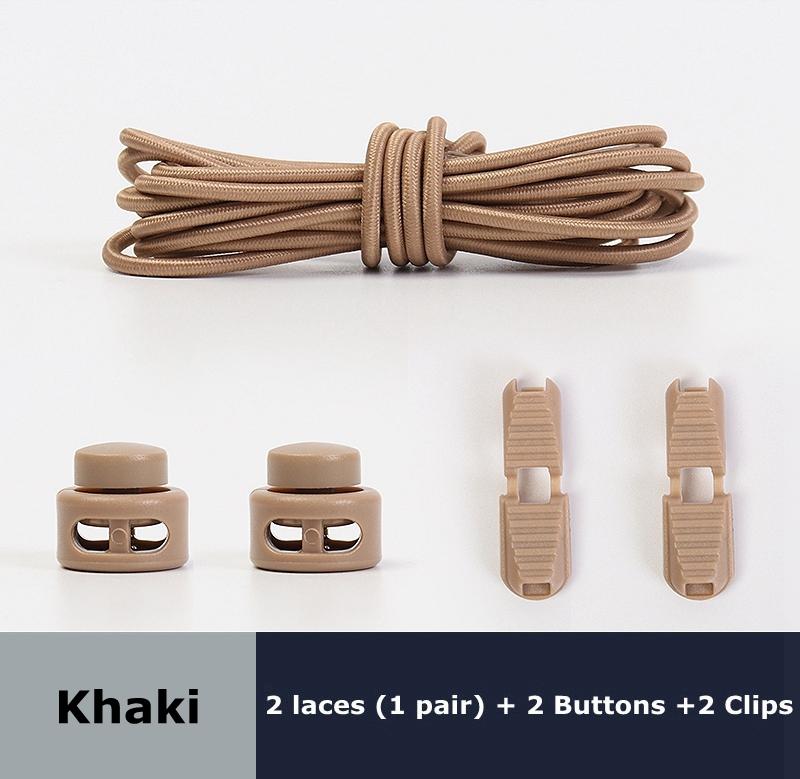 1pair Elastic Shoelaces Round Spring Plastic Lock Quick Wear In 1 Second No Tie Shoelaces Suitable for All Shoelaces Lazy Laces