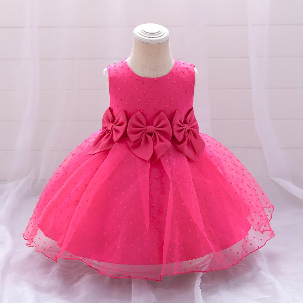 Neujahrskleid Kleinkind Baby Mädchen Kleid Große Schleife Taufe Kleidung für Kinder Erstes Jahr Geburtstag Party Hochzeit Tutu Kleid Taufkleid