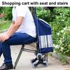 Einkaufswagen mit Sitz Doppel-Dreifachrad Ergonomischer Griff Treppensteiger-Trolley Dolly Einkaufswagen Schwerlast-Einkaufshandwagen