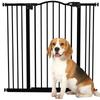 Dog Gate with Adjustable Width 76-104 Cm Safety Barrier for Dogs with 2 Extensions Black